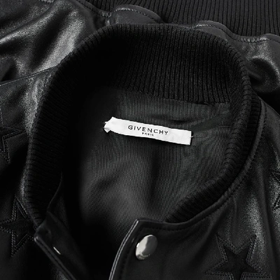 Shop Givenchy Tonal Leather Varsity Jacket In Black