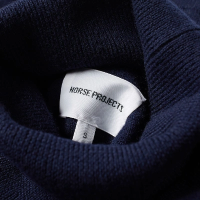 Shop Norse Projects Marius Boiled Wool Rollneck Knit In Blue