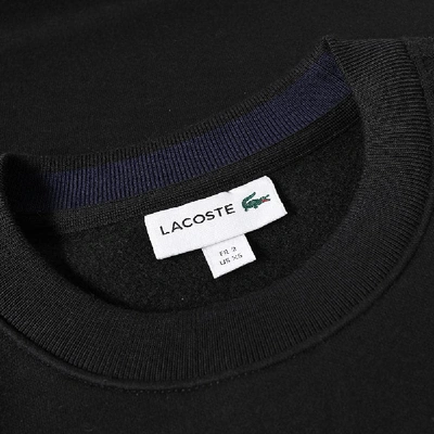 Shop Lacoste Plain Crew Sweat In Black