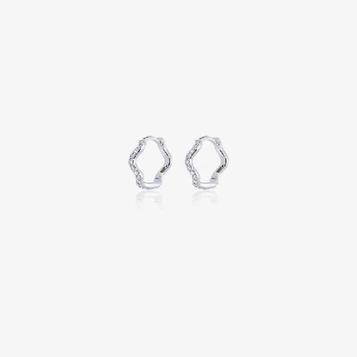 Shop Sabine Getty Diamond And Gold Wave Huggy Hoops In Silver
