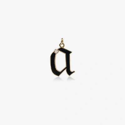 Shop Foundrae Diamond Point Initial Charm In Black