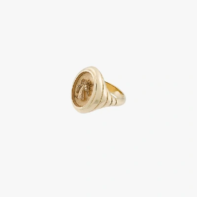 Shop Retrouvai 14kt Gold Unicorn Signet Ring, Size: 4 In Metallic