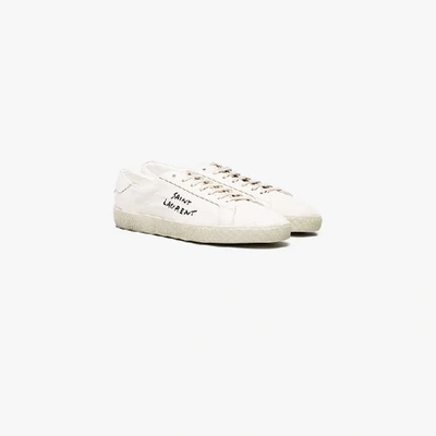 Shop Saint Laurent Classic Sl/06 Embroidered Sneakers - Men's - Cotton In White