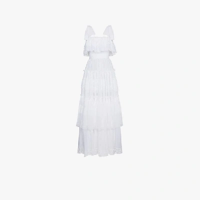 Shop Dolce & Gabbana Cotton Tiered Maxi Dress In White