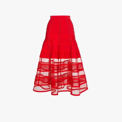 Shop Alexander Mcqueen Jacquard Knit Skirt In Red