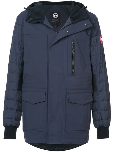 Shop Canada Goose Hooded Zipped Coat - Blue