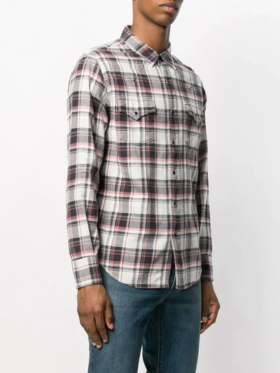 Shop Saint Laurent Plaid Fitted Shirt In White