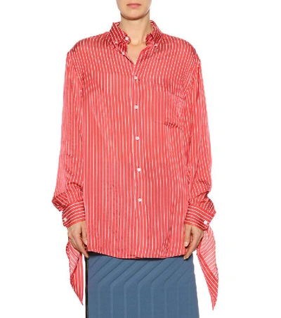 Shop Balenciaga Striped Shirt In Red