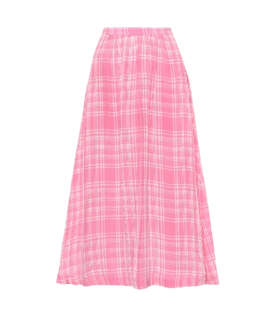 Shop Rosie Assoulin Plaid Skirt In Pink