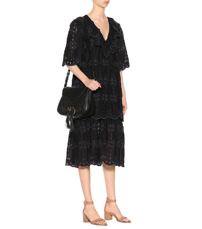 Shop See By Chloé Embroidered Cotton Dress In Black