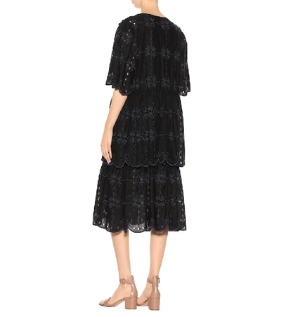 Shop See By Chloé Embroidered Cotton Dress In Black