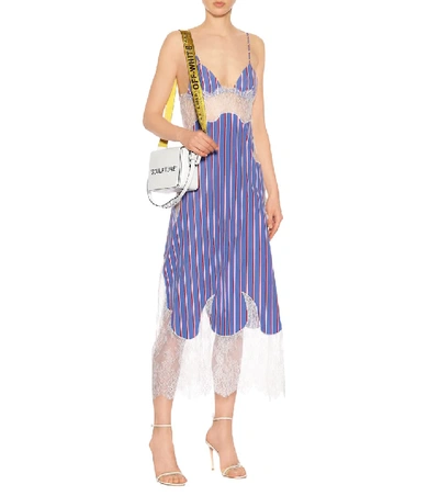 Shop Off-white Sleeveless Cotton Dress In Blue