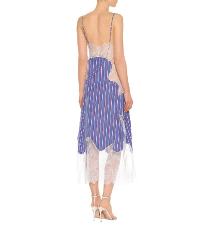 Shop Off-white Sleeveless Cotton Dress In Blue