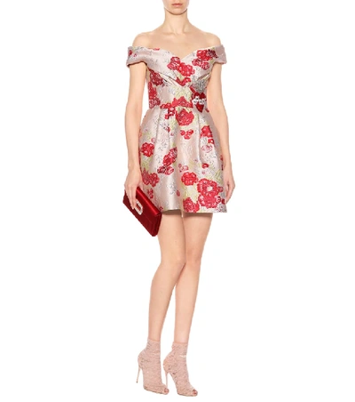 Shop Dolce & Gabbana Off-the-shoulder Jacquard Dress In Pink