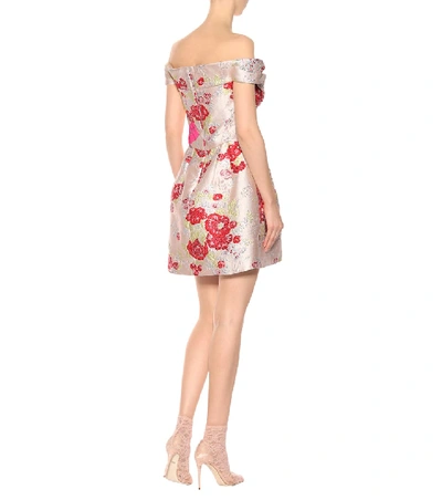 Shop Dolce & Gabbana Off-the-shoulder Jacquard Dress In Pink