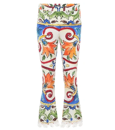 Shop Dolce & Gabbana Printed Silk-blend Trousers In Multicoloured