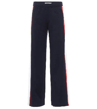 Shop Tory Sport Cotton-blend Striped Trackpants In Blue