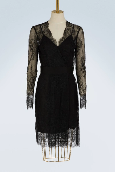 Shop Diane Von Furstenberg Short Lace Dress In Black