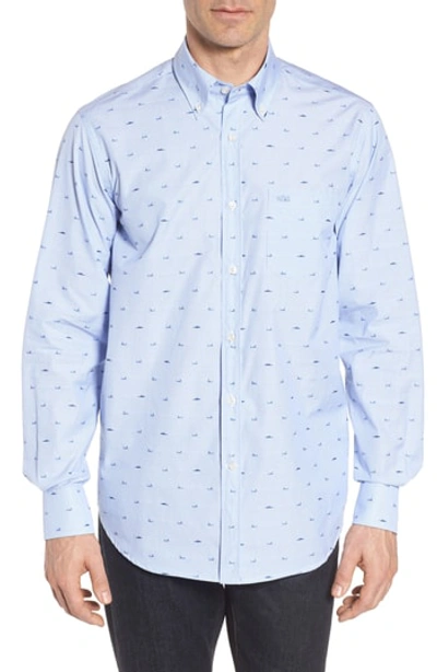 Shop Paul & Shark Great White Jacquard Sport Shirt In Blue
