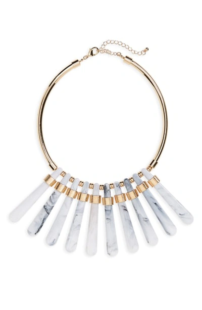 Shop Kitsch Faux Marble Statement Necklace In Gold/ Marble