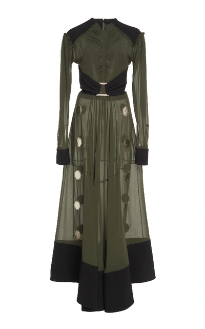 Shop Proenza Schouler Embellished Chiffon Dress In Green