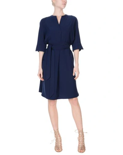 Shop Armani Collezioni Short Dress In Dark Blue