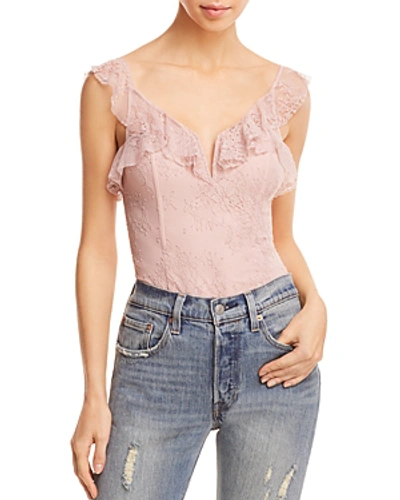 Shop Astr Lily Lace Bodysuit In Rose