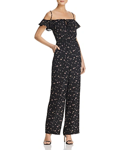 Shop Bb Dakota Arleen Cold-shoulder Floral Print Jumpsuit In Black Floral