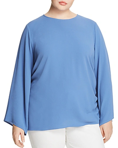 Shop Vince Camuto Plus Crepe Cinched-side Top In Blue Aura