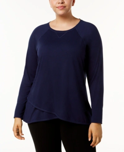 Shop Calvin Klein Performance Plus Size Cross-over Hem Top In Coral Ice