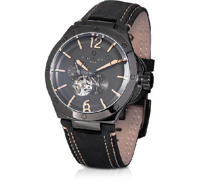 Shop Lancaster Montres Homme Space Shuttle Meccanico - Montre Homme En Acier Inoxydable Gris Anthracite Avec Bracel In Noir