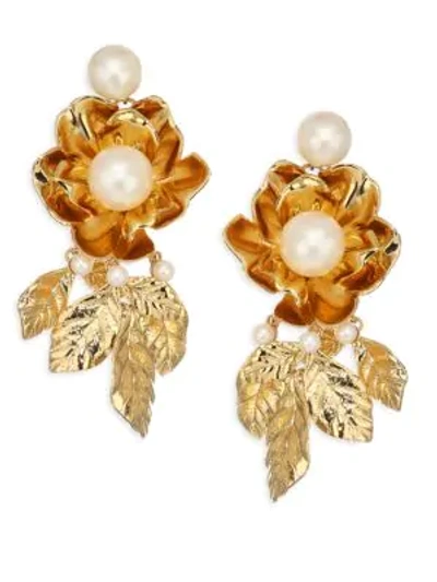 Shop Kate Spade Lavish Blooms Statement Earrings In Yellow Gold