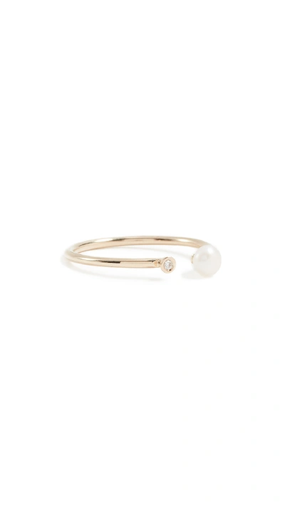 Shop Ariel Gordon Jewelry Pearl & Diamond Ring In Pearl/gold