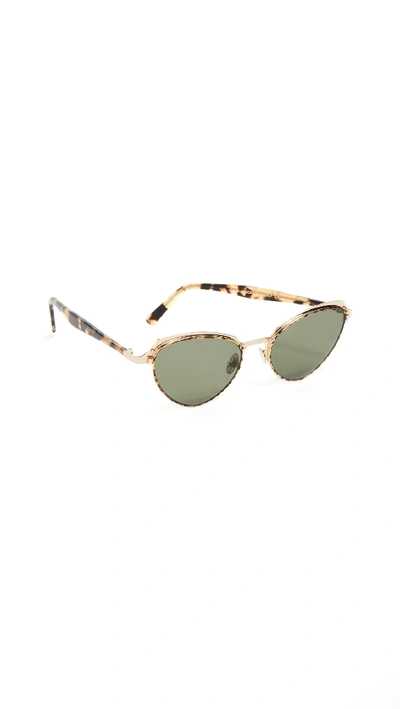 Shop Lgr Monarch Sunglasses In Matte Gold Havana/green