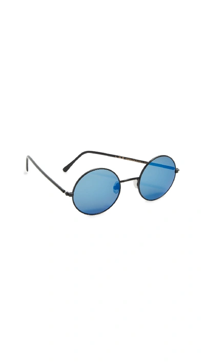 Shop Lgr Elliot Sunglasses In Matte Black/blue
