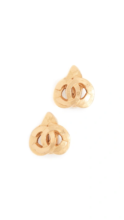 Chanel CC Heart Drop Earrings Metal with Faux Pearl Gold 1636432