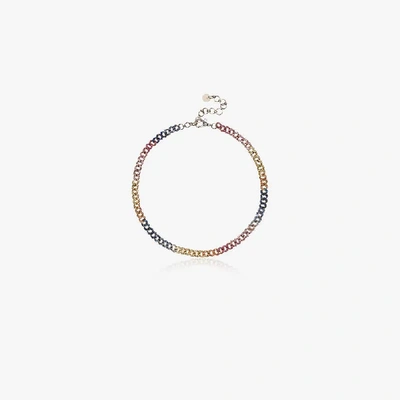 Shop Shay Rainbow Mini Pave Link Choker In Pink/purple