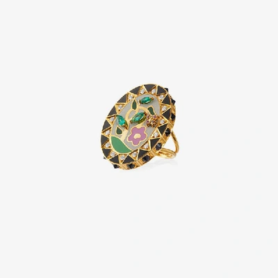 Shop Holly Dyment 18k Gold And Diamond Flower Ring In Metallic
