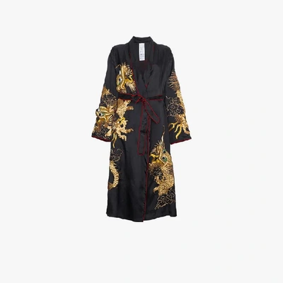 Shop Ashish Kimono Silk Dragon Embroidered Jacket In Black