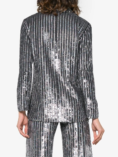Shop Ashish Striped Sequin Embellished Blazer In Black
