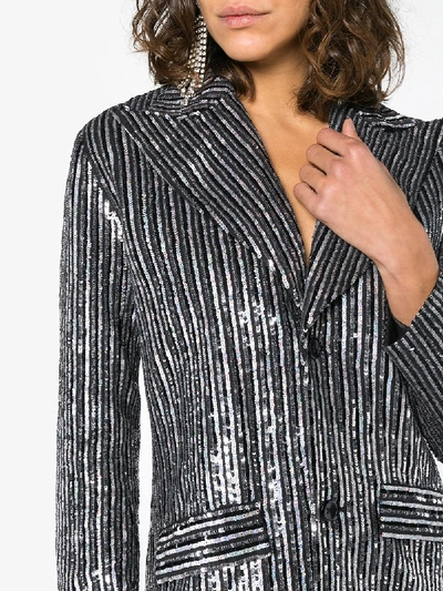 Shop Ashish Striped Sequin Embellished Blazer In Black
