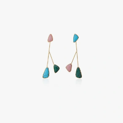 Shop Pamela Love Pillar Inlay Satellite Earrings In Multicolour