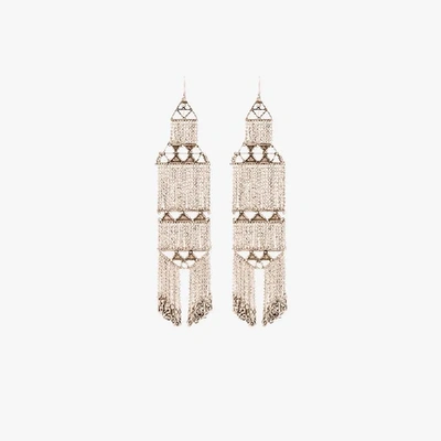 Shop Saint Laurent Marrakech Chain Earrings In Silver