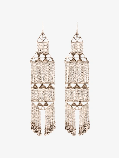 Shop Saint Laurent Marrakech Chain Earrings In Silver