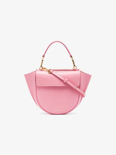 Shop Wandler Pink Hortensia Mini Leather Shoulder Bag In Pink/purple