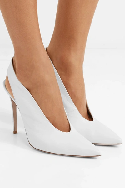 Shop Gianvito Rossi 100 Leather Slingback Pumps In White