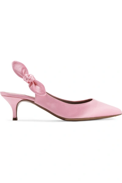 Shop Tabitha Simmons Rise Bow-embellished Satin Slingback Pumps In Baby Pink
