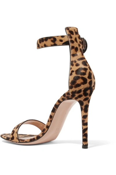 Shop Gianvito Rossi Portofino 100 Leopard-print Calf Hair Sandals In Leopard Print