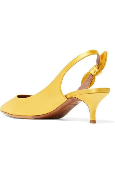Shop Tabitha Simmons Rise Bow-embellished Satin Slingback Pumps In Marigold