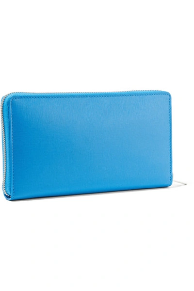 Shop Balenciaga Textured-leather Continental Wallet In Light Blue